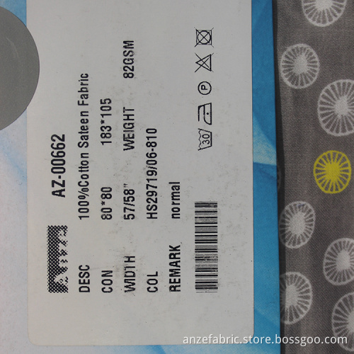 100% washed cotton sateen fabric for shirt